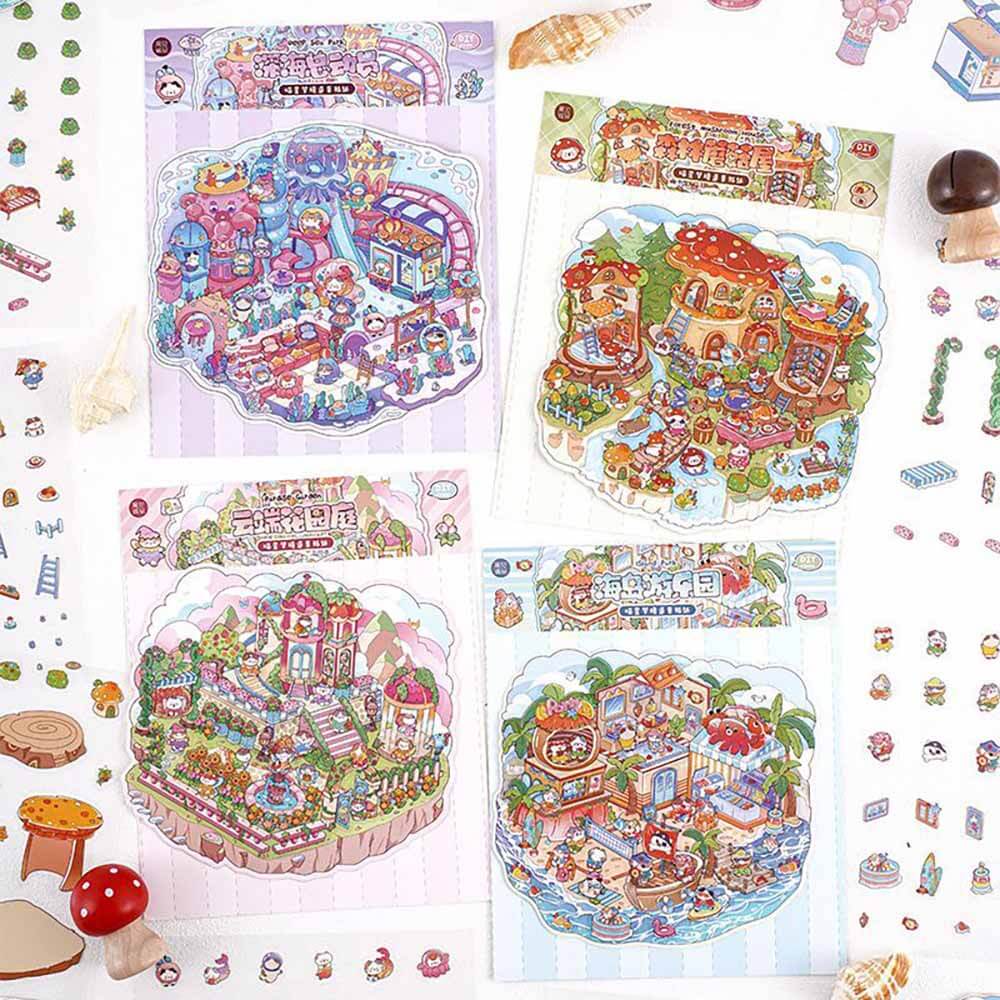 Meow Dreams DIY 3D Scene Stickers 4 Cute Miniature Scenes(S)