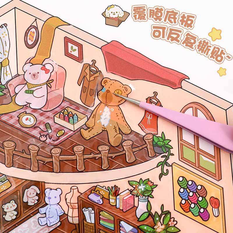 Cozy Lifestyle 3D Scene Stickers 4 Cute Miniature Scenes