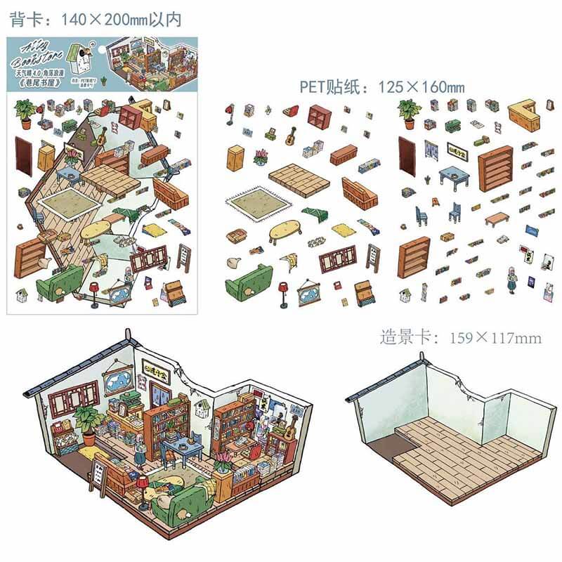 Romantic Street Corner DIY 3D Scene Stickers Cute Miniature Scenes
