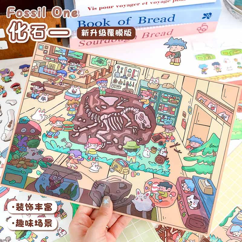 Archaeology Series DIY 3D Scene Stickers Lovely 2 Miniature Scenes(L)