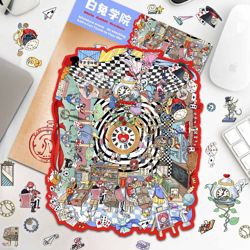 Enchanted Fantasy Realms DIY 3D Scene Stickers 4 Cute Miniature Scenes(S)