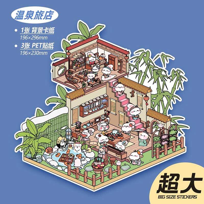 Slow Living Club DIY 3D Scene Stickers 3 Cute Miniature Scenes(L)