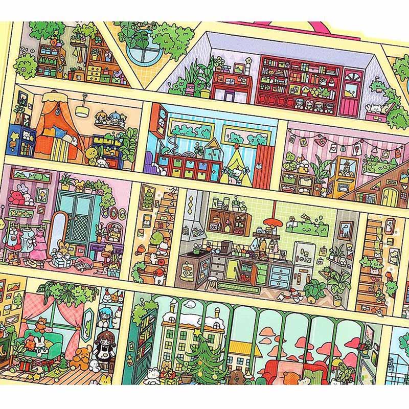 Stylish Apartment DIY 3D Scene Stickers 2 Cute Miniature Scenes (L)