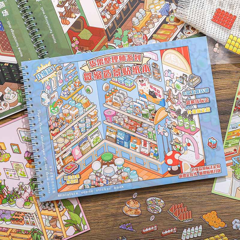 Shelf Storage Book 3D Scene Stickers DIY Stickers(M)