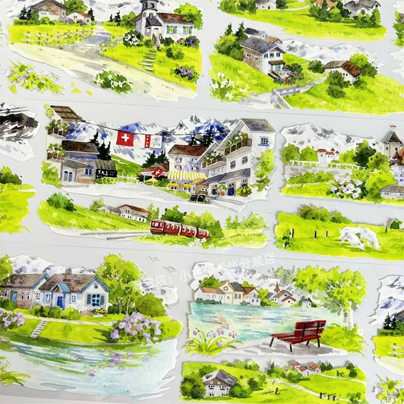 Swiss Town PET Journal Collage Sticker