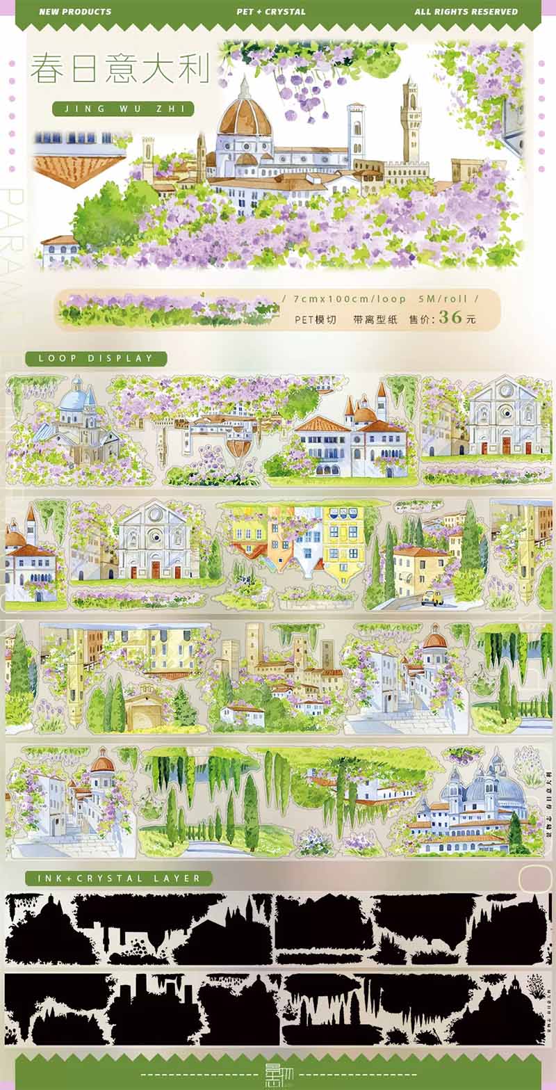 European Charm PET Journal Collage Sticker