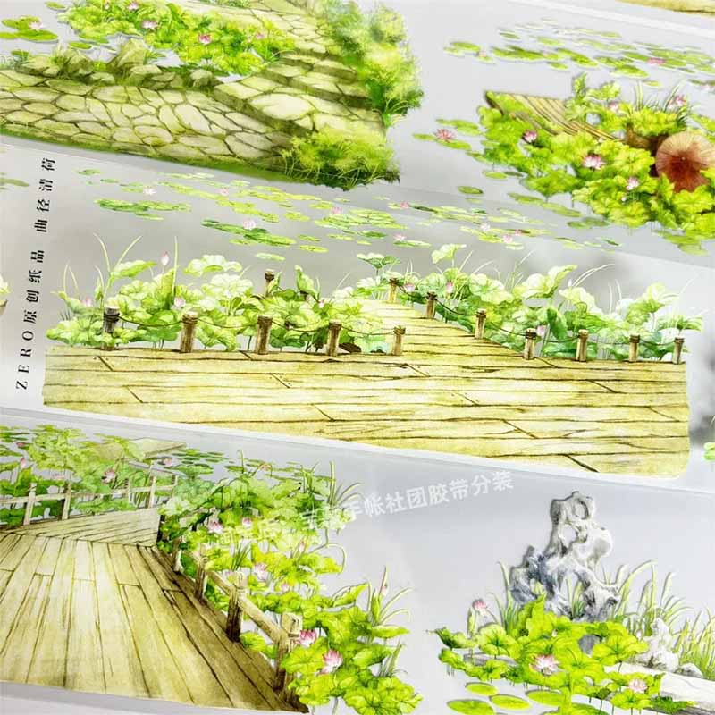 Quiet Lotus Path PET Journaling Scene Tape