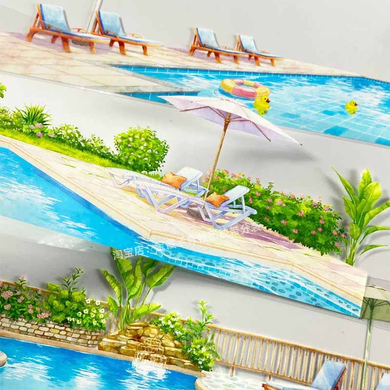 Vacation Wimming Pool PET Journaling Scene Tape