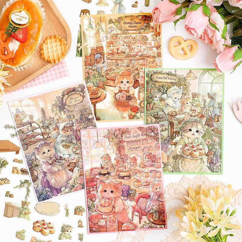 Kitty Treat DIY 3D Scene Stickers With Guide Lines(S)