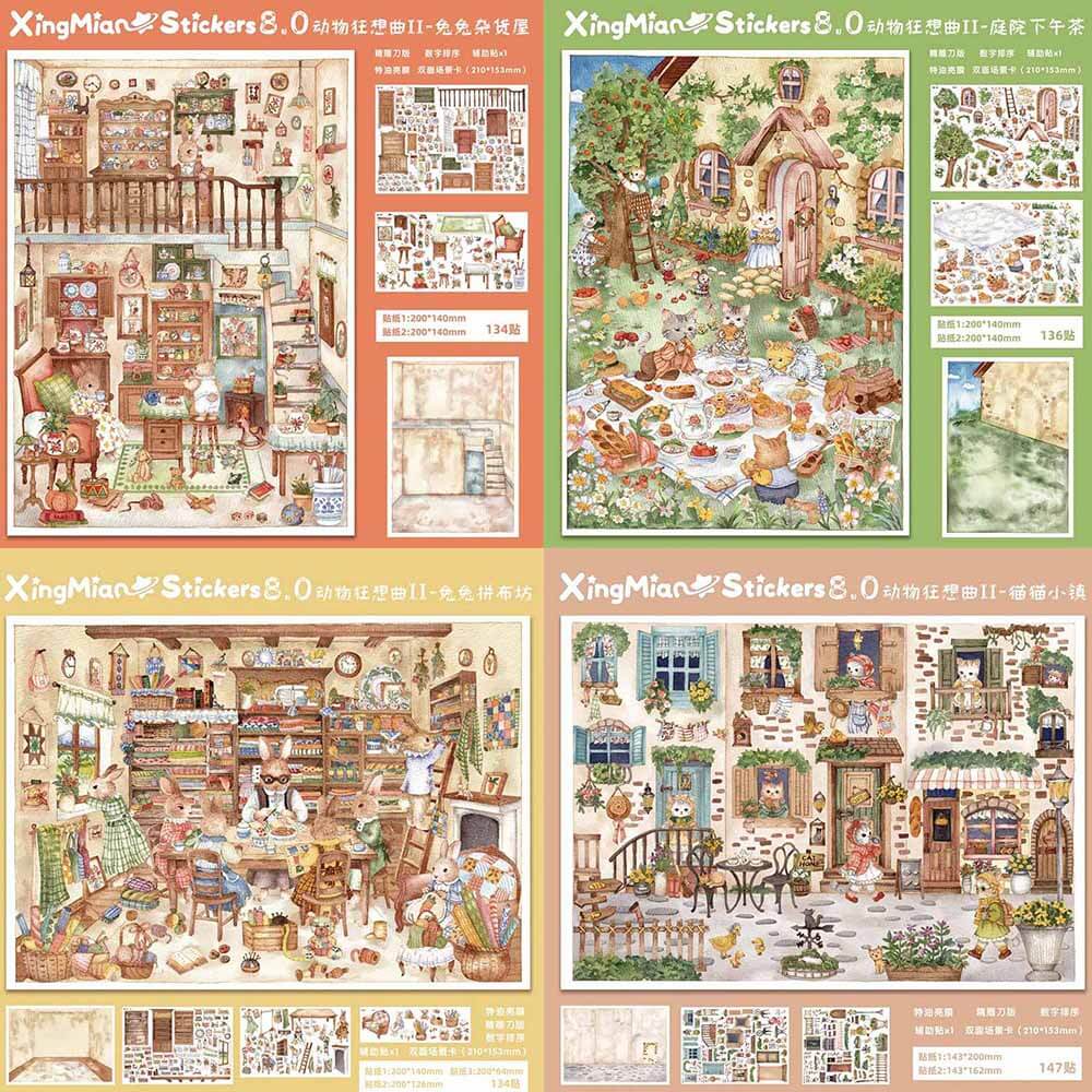 Animal Rhapsody DIY 3D Scene Stickers With Guide Lines(M)