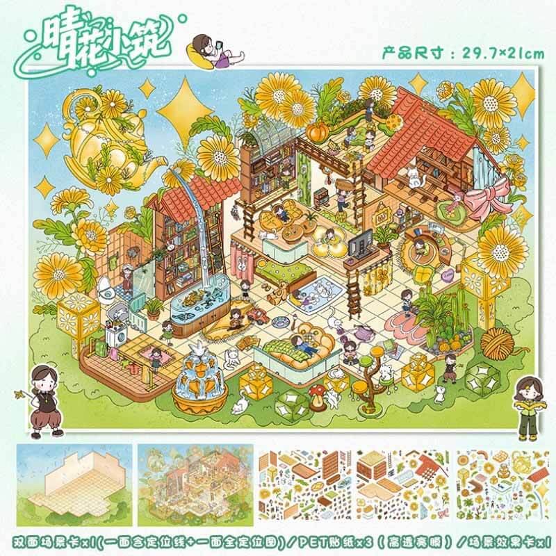 Floral Residence DIY 3D Scene Stickers 2 Cute Scenes(L)