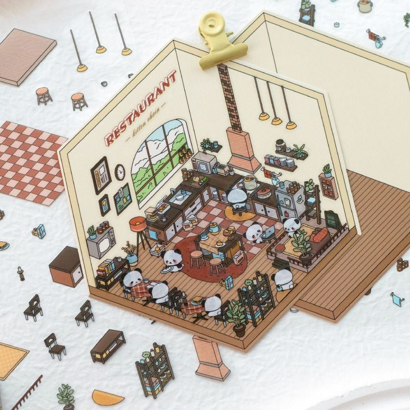 Panda Home Collection DIY 3D Scene Stickers 4 Cute Miniature Scenes(S)