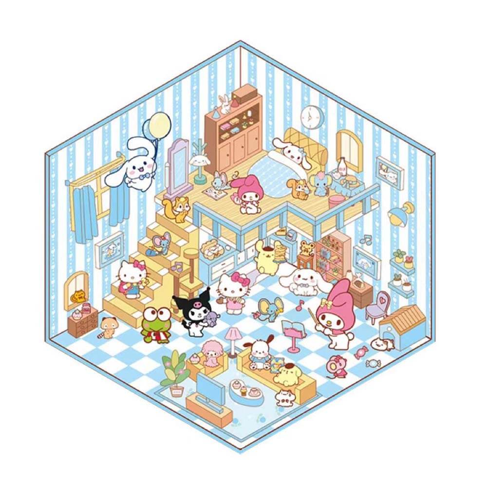 Sanrio Party DIY 3D Scene Stickers - 4 Cute Miniature Scenes