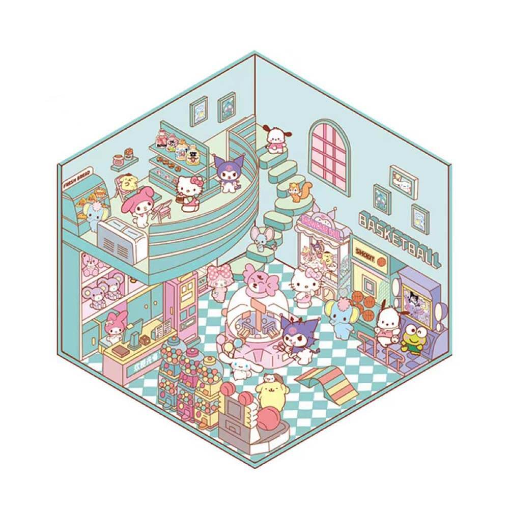 Sanrio Party DIY 3D Scene Stickers - 4 Cute Miniature Scenes