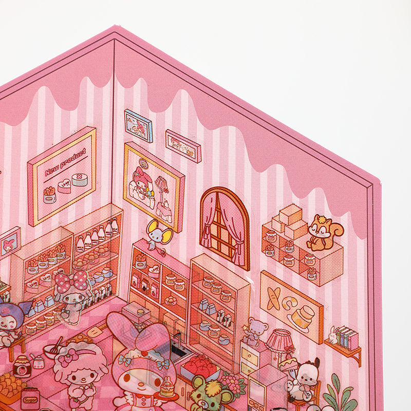 Sanrio Party DIY 3D Scene Stickers - 4 Cute Miniature Scenes