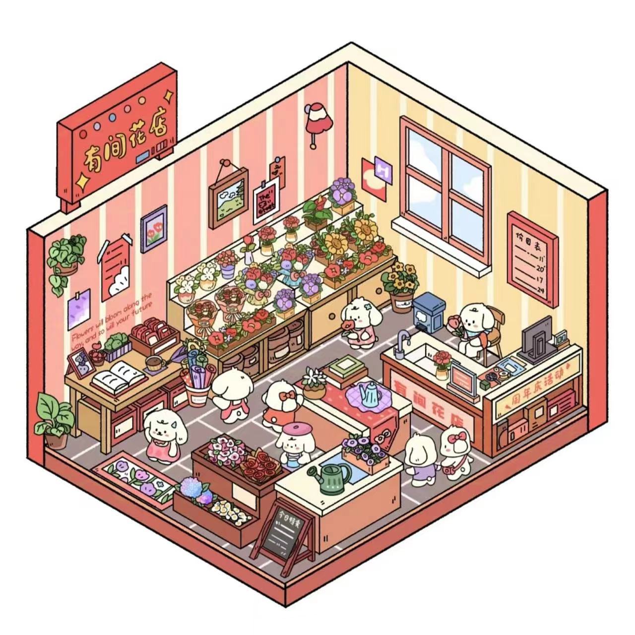 Bobo's Christmas party DIY 3D Scene Stickers 4 Cute Miniature Scenes(S)