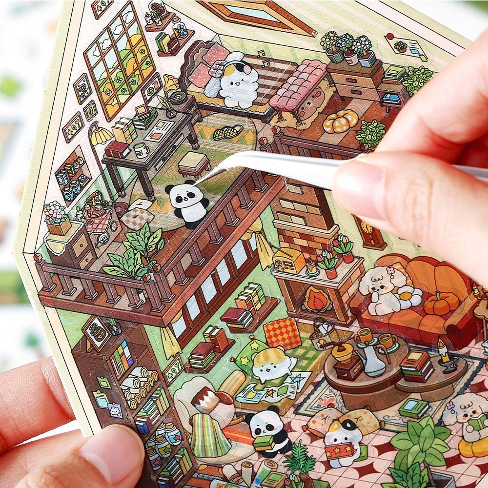 House Landscape DIY 3D Scene Stickers 4 Cute Miniature Scenes(S)