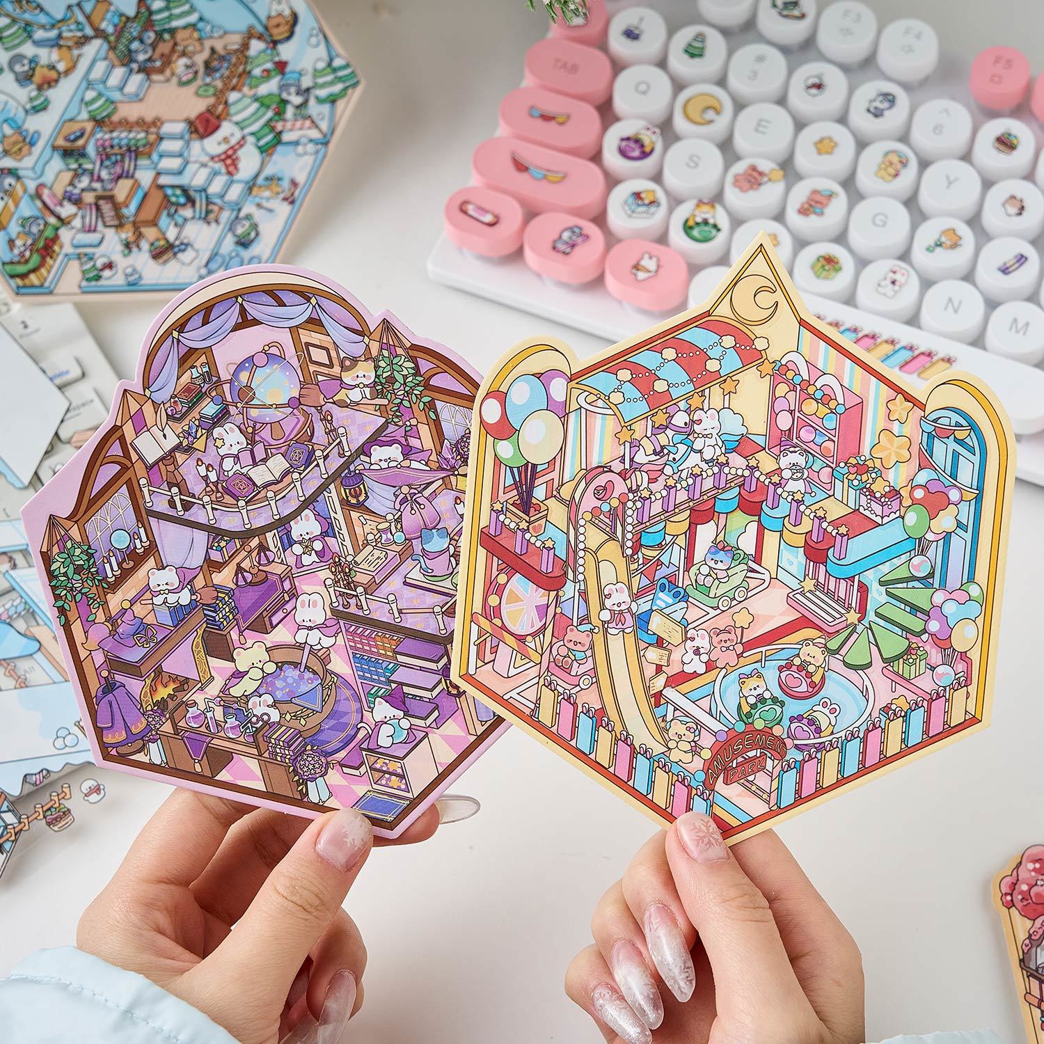 Magic Party Collection Scene Stickers - 4 Cute Miniature Scenes(S)