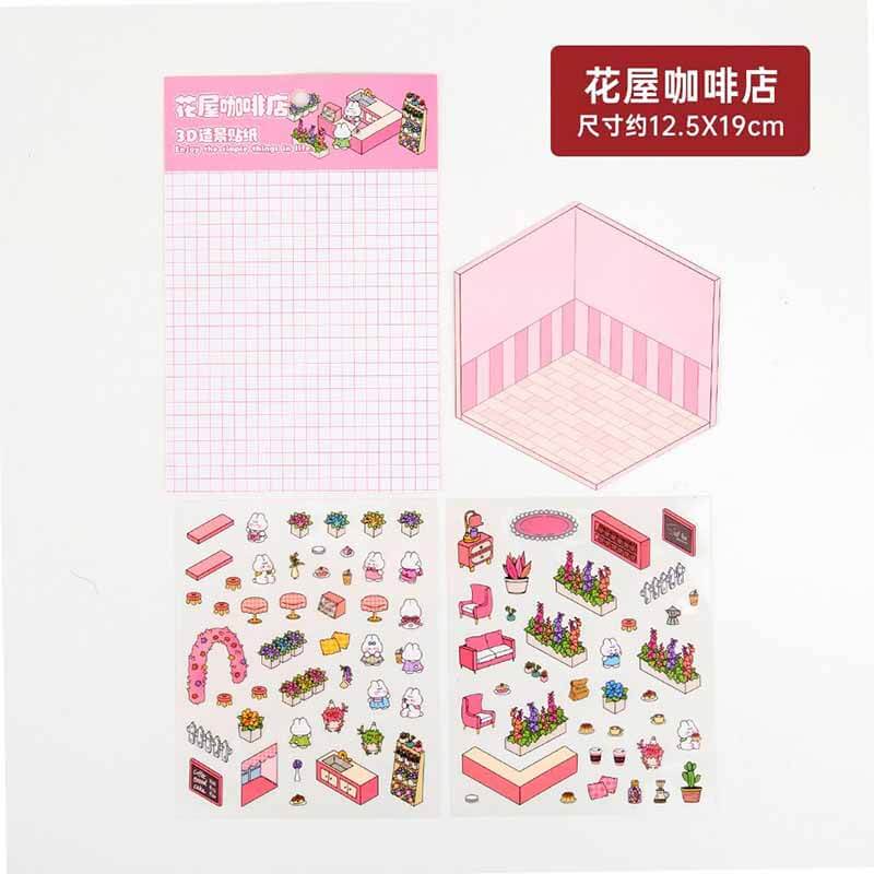 Little Town Tales DIY 3D Scene Stickers 4 Cute Miniature Scenes(S)