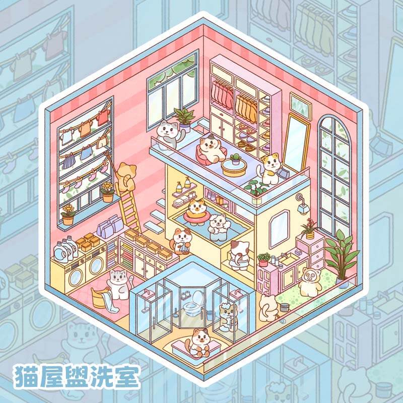 Kitty Casa Suite DIY 3D Scene Stickers 4 Cute Miniature Scenes(S)