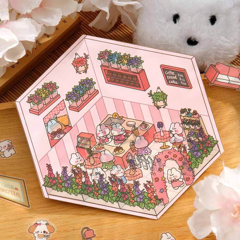 Little Town Tales DIY 3D Scene Stickers 4 Cute Miniature Scenes(S)