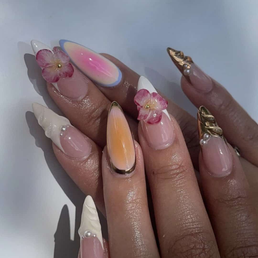 Art Garden Press On Nails French Orchid