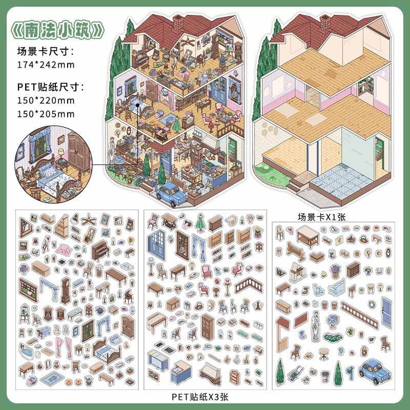 French Living DIY 3D Scene Stickers 2 Cute Scenes(L)