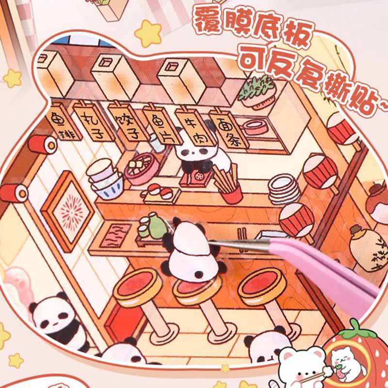 Autocollants 3D DIY Furry Friends Tycoon : 4 scènes miniatures mignonnes