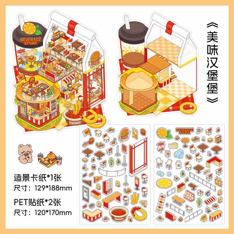 Epicurean Haven DIY 3D Scene Stickers 4 Cute Miniature Scenes(M)