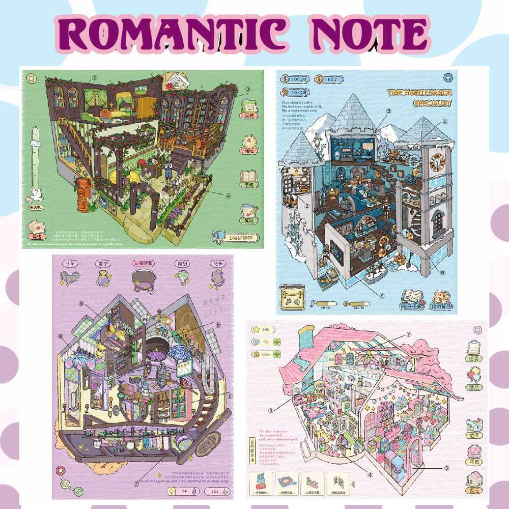 Romantic Note DIY 3D Sticker 4 Cute Miniature Scenes(L)