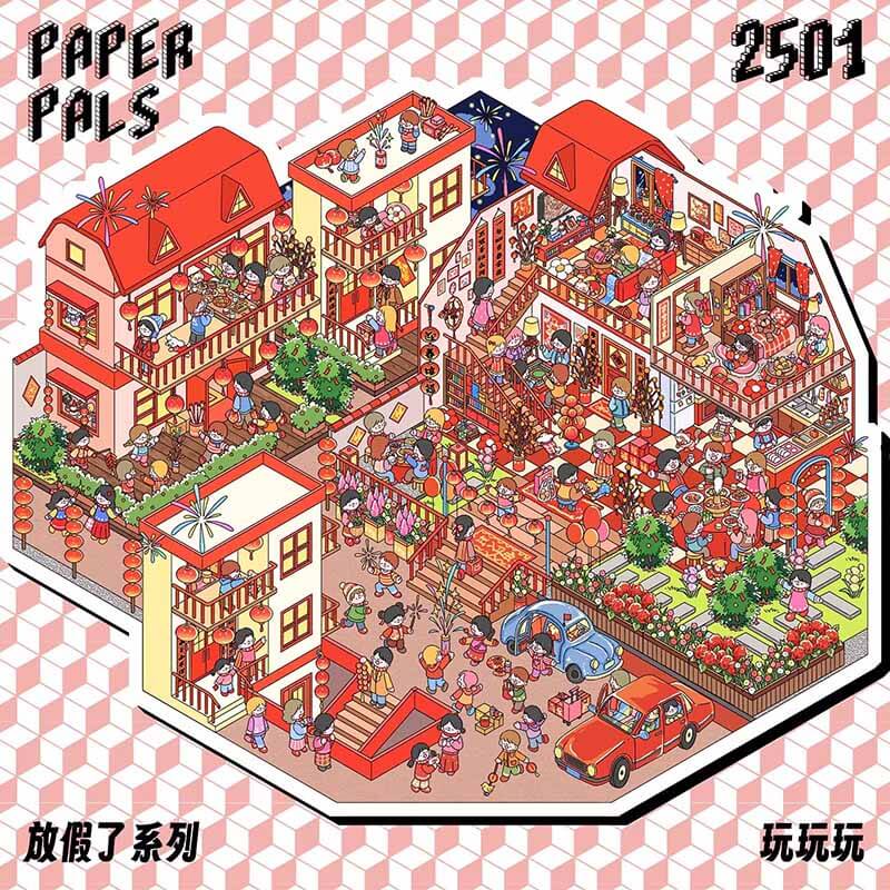 Holiday Party DIY 3D Scene Stickers 2 Cute Miniature Scenes