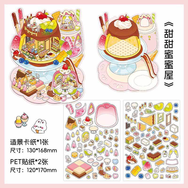 Epicurean Haven DIY 3D Scene Stickers 4 Cute Miniature Scenes(M)