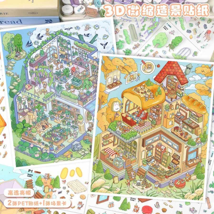 Craft Corner DIY 3D Scene Stickers 2 Cute Miniature Scenes(L)