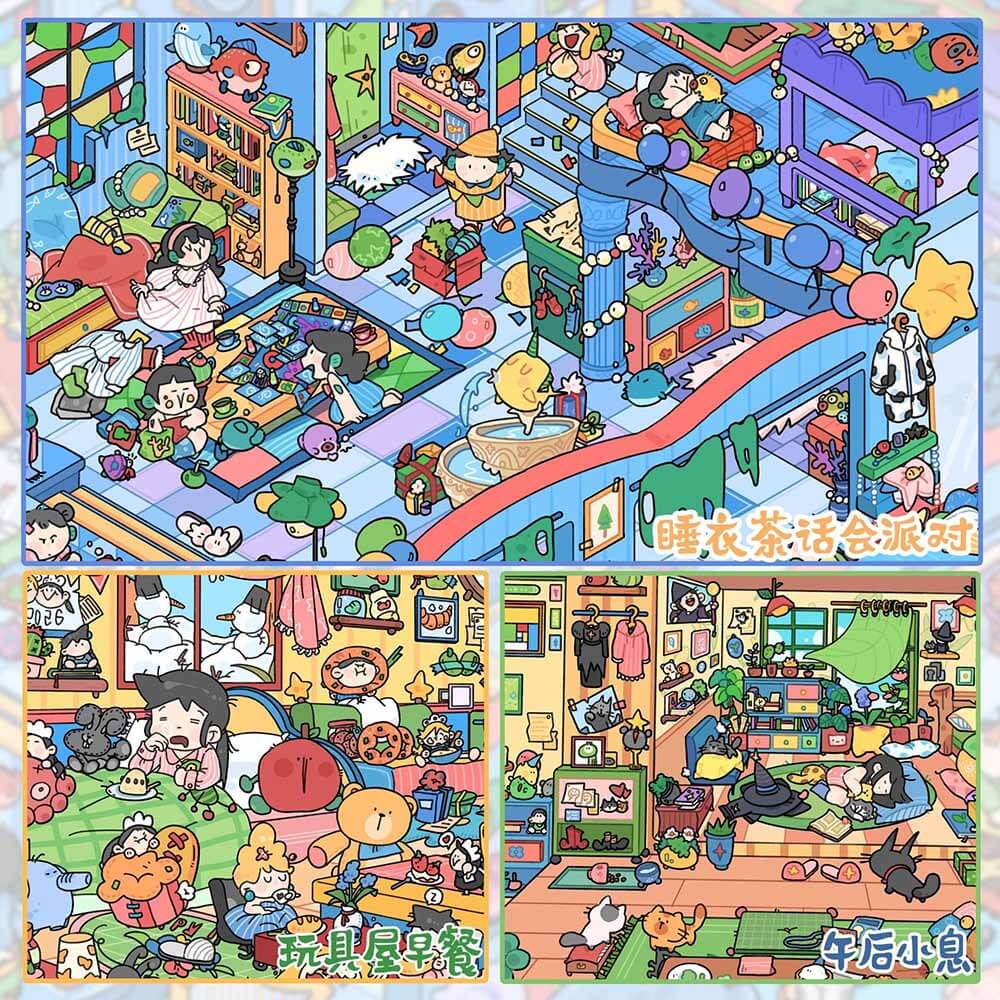 Afternoon Gathering DIY 3D Sticker 2 Cute Miniature Scenes(L)