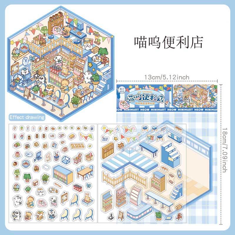 Sweet Moments DIY 3D Scene Stickers 4 Cute Miniature Scenes