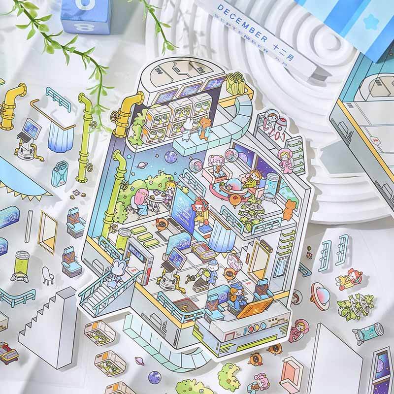 Romance Odyssey DIY 3D Scene Stickers 4 Cute Miniature Scenes(S)