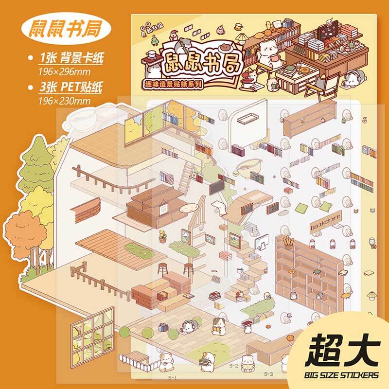 Slow Living Club DIY 3D Scene Stickers 3 Cute Miniature Scenes(L)