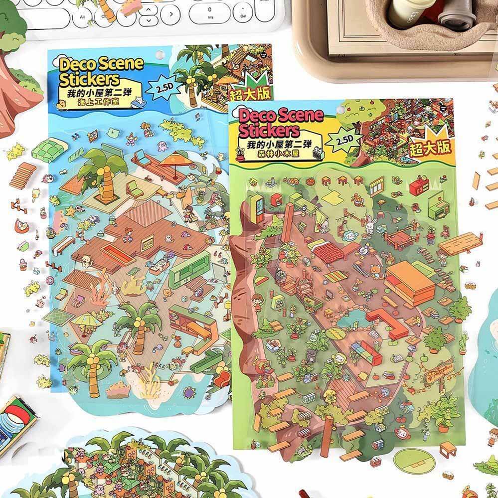 Island Shop DIY 3D Scene Stickers 2 Cute Miniature Scenes(L)