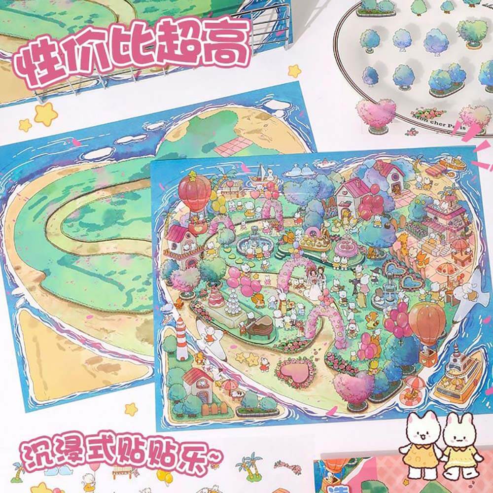 Island Wedding DIY 3D Scene Stickers - Oversized Cute Miniature Scenes(xL)