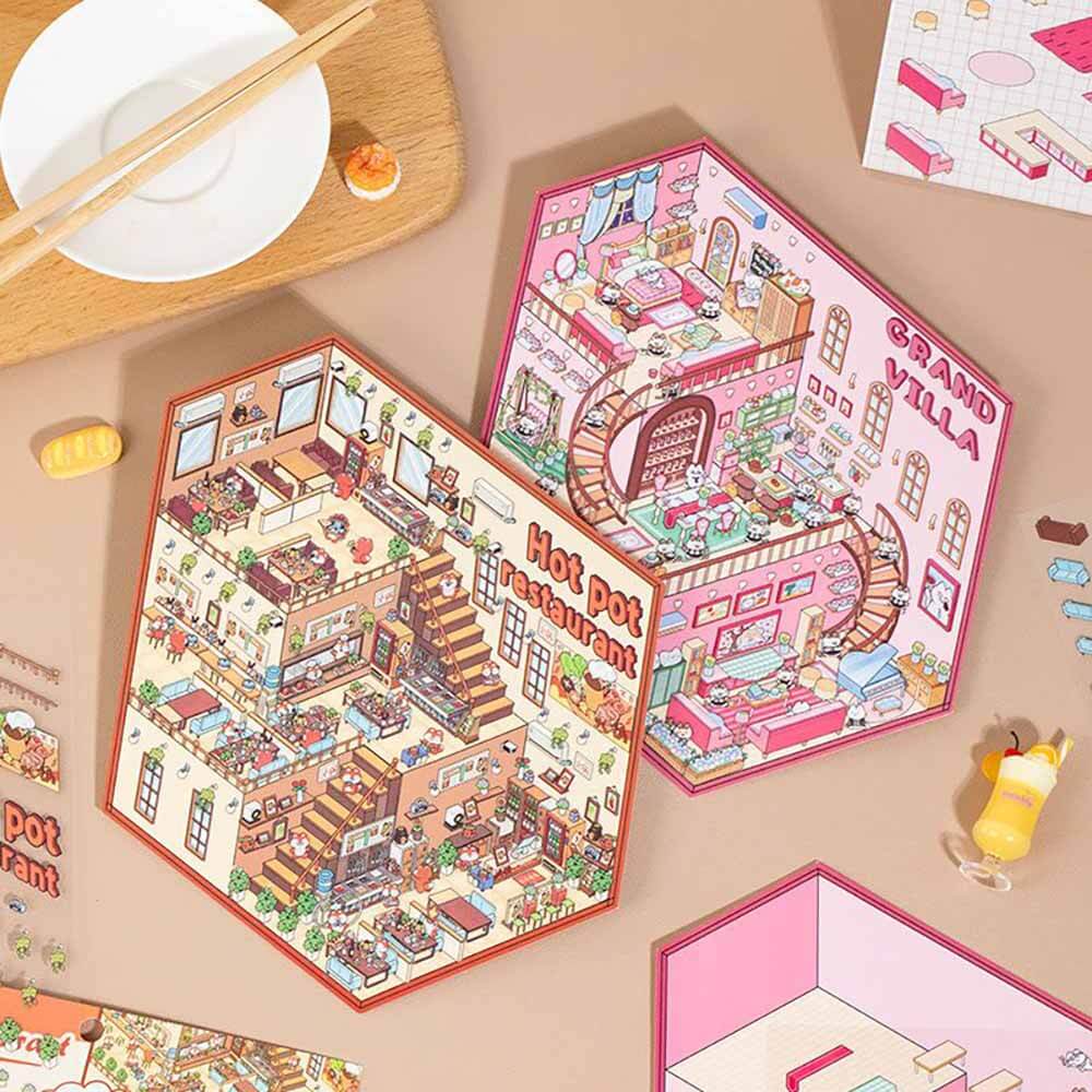 Fantasy World DIY 3D Scene Stickers 4 Cute Miniature Scenes(L)