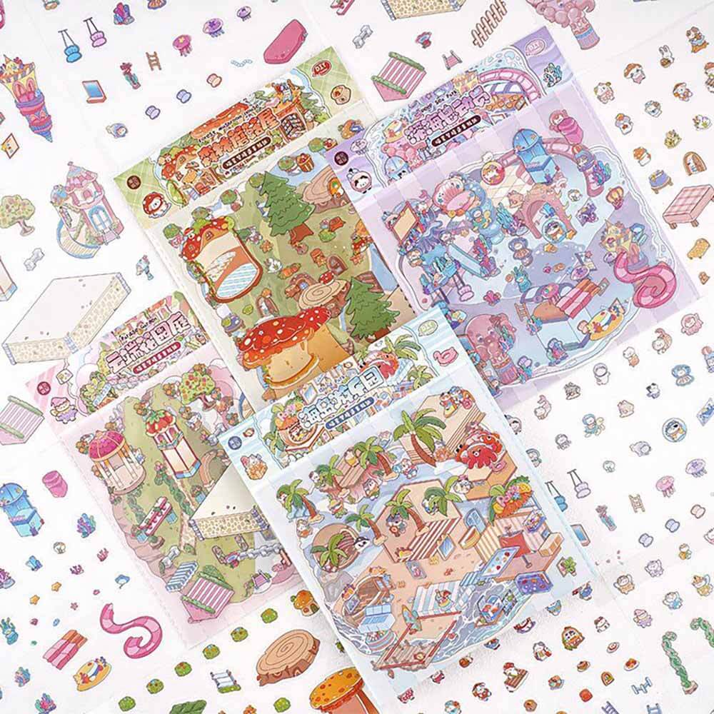 Meow Dreams DIY 3D Scene Stickers 4 Cute Miniature Scenes(S)