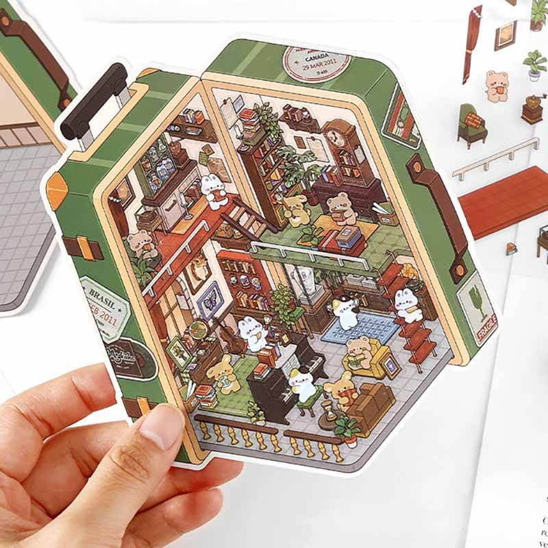 Fantasy Gift Shop DIY 3D Scene Stickers 4 Cute Miniature Scenes(S)