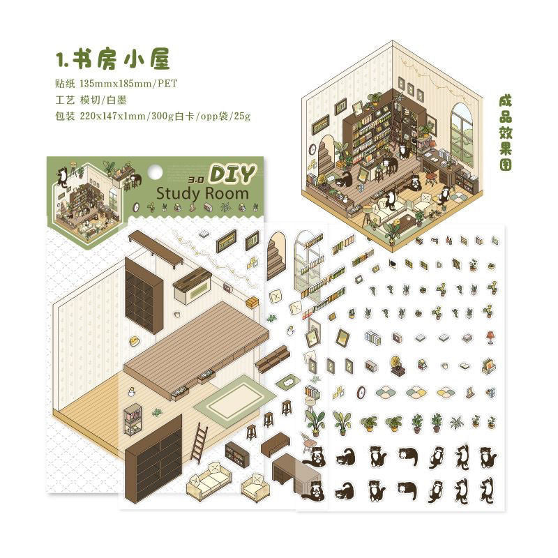Soft and Warm Breezes DIY 3D Scene Stickers - 4 Cute Miniature Scenes