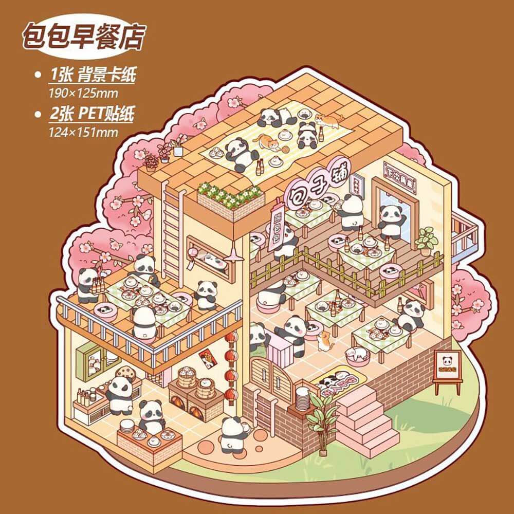Cute Store 1.0 DIY Autocollants de scène 3D : 4 scènes miniatures mignonnes