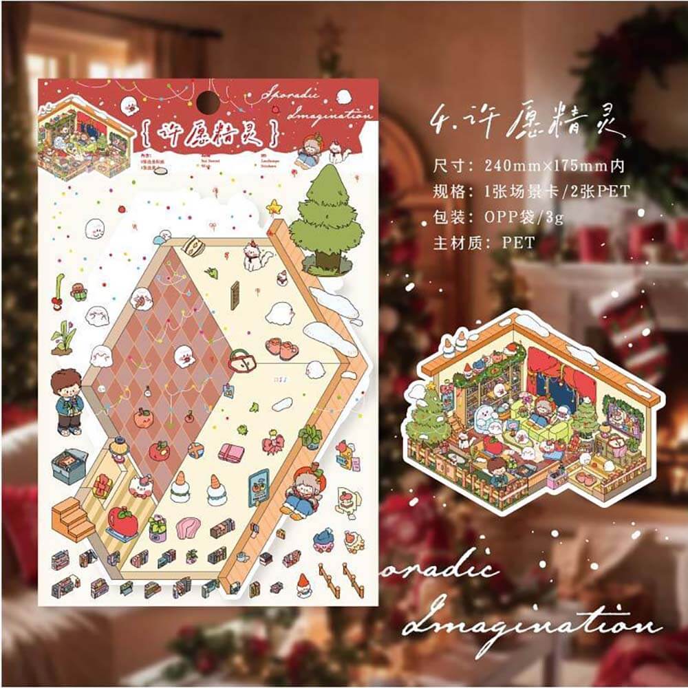 Eternal Reverie DIY 3D Scene Stickers 4 Cute Miniature Scenes