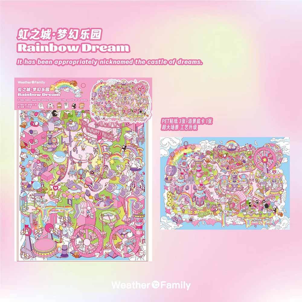 Rainbow City Oversized DIY 3D Scene Stickers Cute Miniature Scenes(XL)
