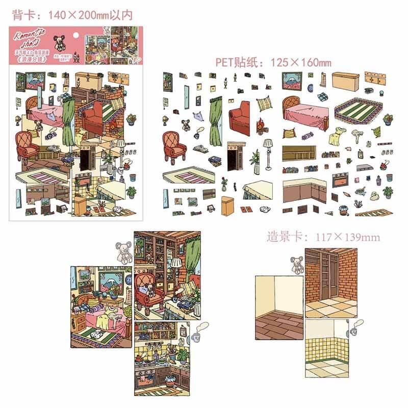 Romantic Street Corner DIY 3D Scene Stickers Cute Miniature Scenes