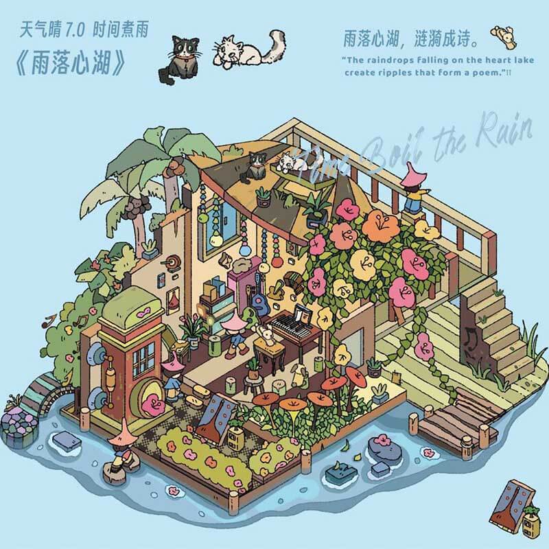 Twilight Reverie DIY 3D Scene Stickers Cute Miniature Scenes(L)