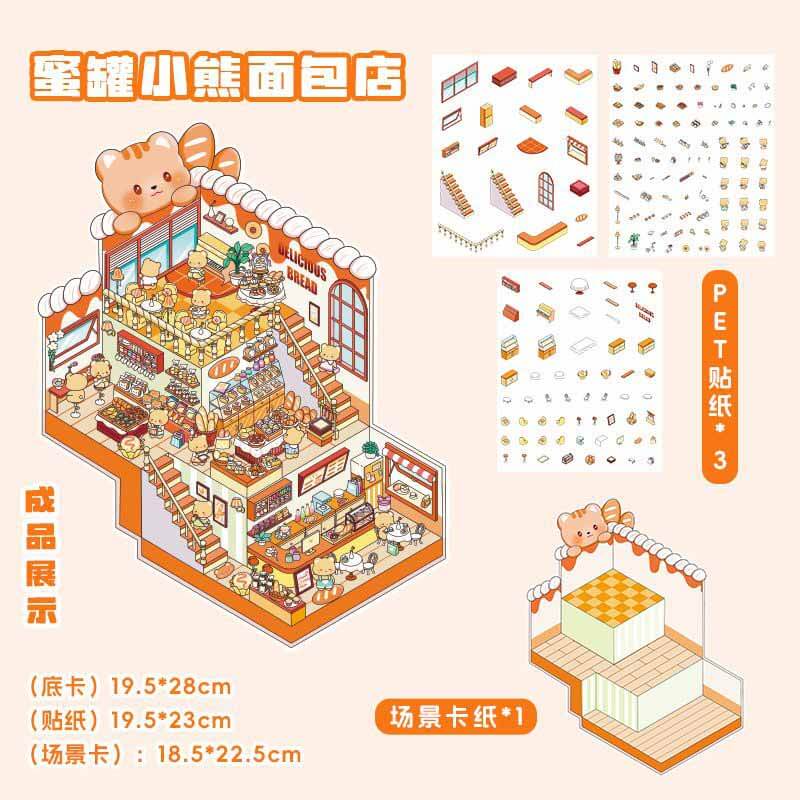 Street Treats DIY 3D Scene Stickers 4 Cute Miniature Scenes(L)