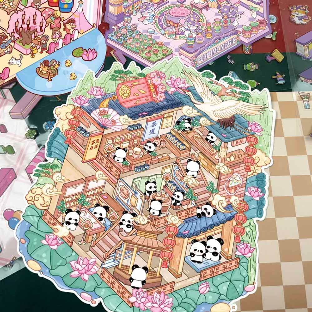 Romantic Amusement Park DIY 3D Scene Stickers - 4 Cute Miniature Scenes